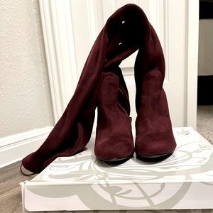 Burgundy Over knee Boots